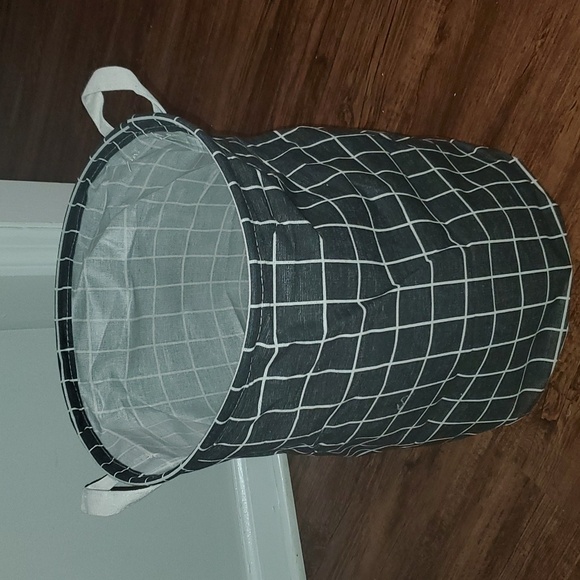 New Fabric Large Capacity Dirty Clothes Basket  Folding Storage Black/White Grid - Picture 3 of 7